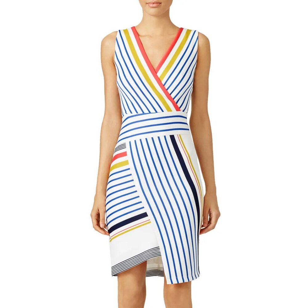 DONNA MORGAN - Colorful Assymetrical Striped Dress - NWT - Size 4
